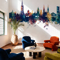 Freiburg Germnay Skyline Blue & Bronze Mural Wallpaper - room preview 02