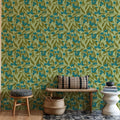 Autumn Berries, Blue Mural Wallpaper - room preview 02