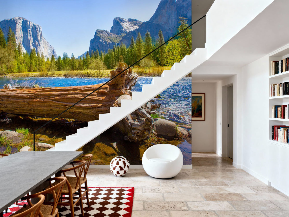 Merced River Log Mural Wallpaper - room preview 02
