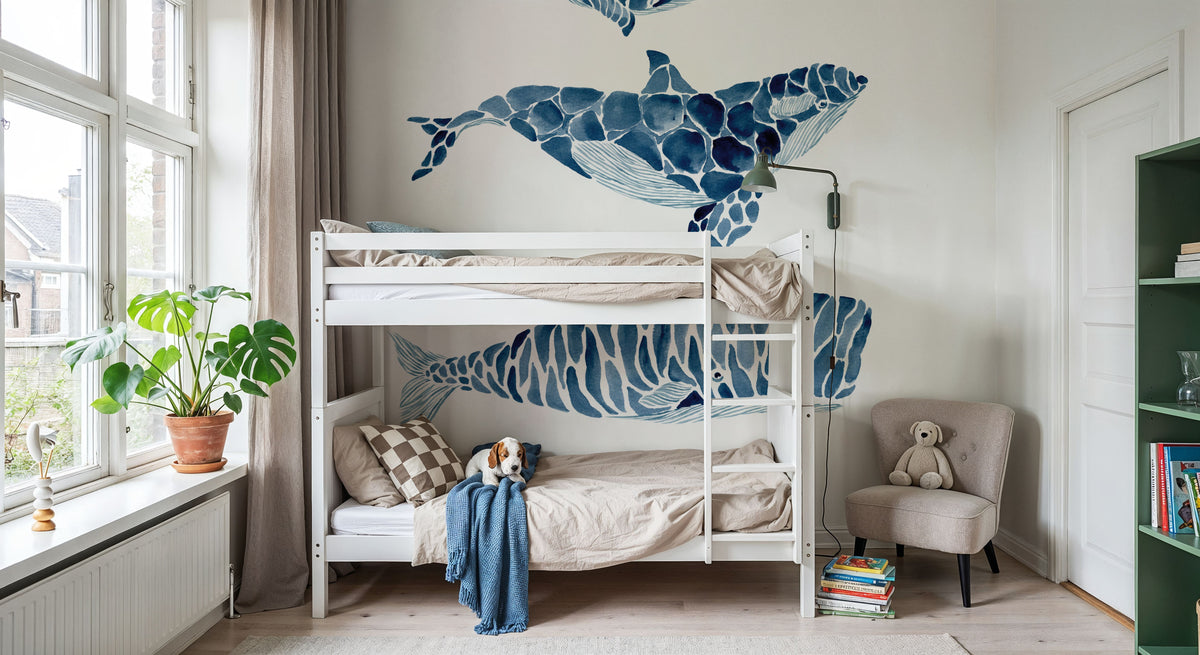 Whales Mural Wallpaper - room preview 02