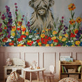 Longhorn in Spring Flowers Mural Wallpaper - room preview 02