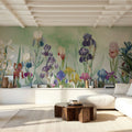 Iris Field Green Mural Wallpaper - room preview 02