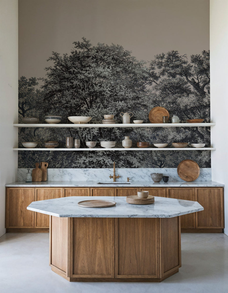 Forest Wallpaper Mural – Woodland Wall Mural – Over the Treetops, Bone