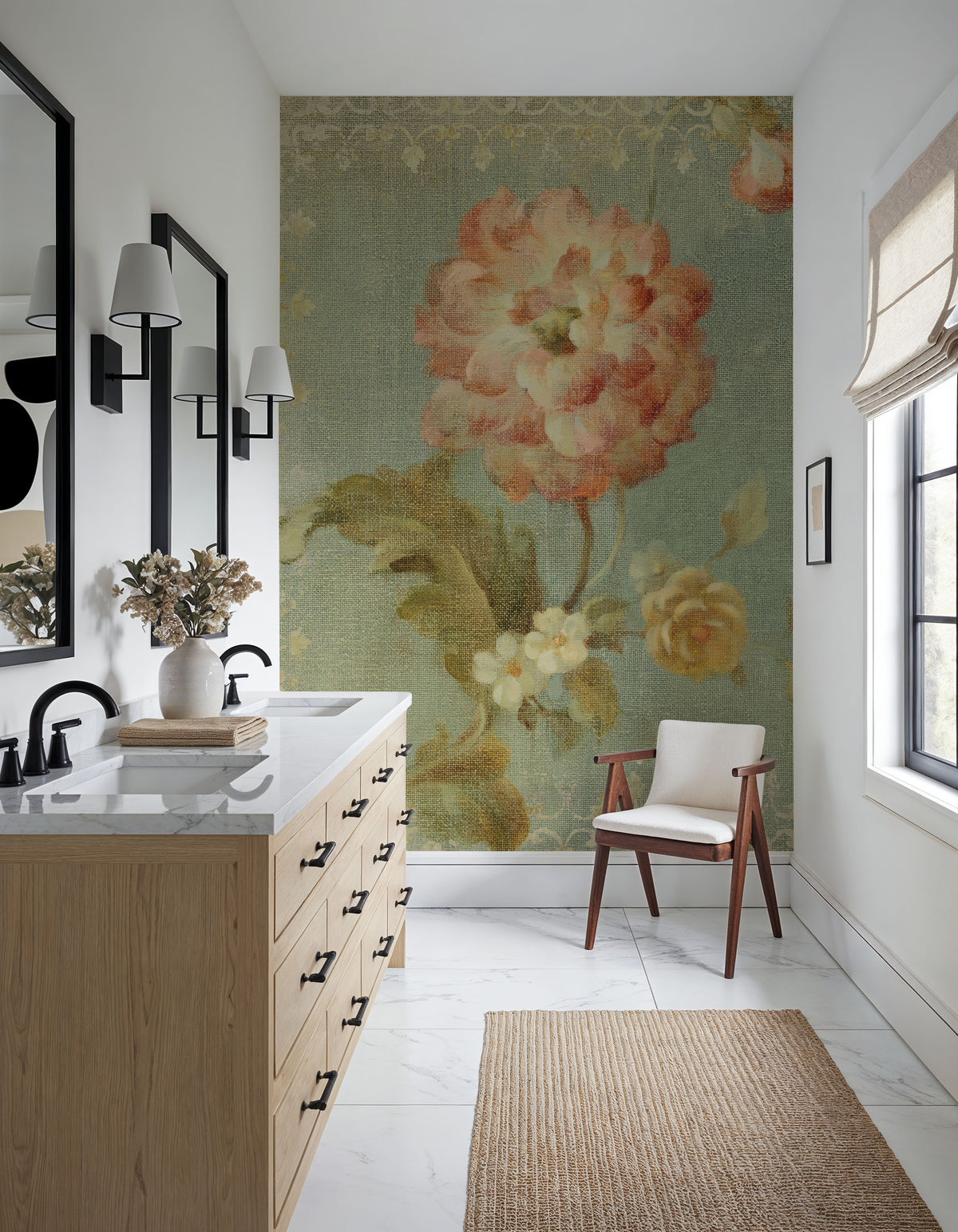 Poppy on Sage Mural Wallpaper - room preview 02