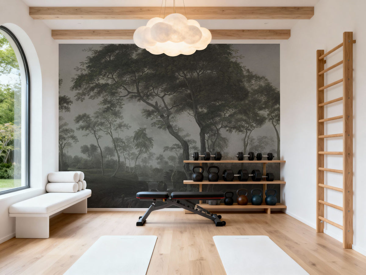 Woodland Brook, Moody Green Mural Wallpaper - room preview 02