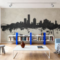 Milwaukee Wisconsin Skyline Concrete Mural Wallpaper - room preview 02