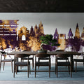 Pandharpur India Skyline Purple & Gold Mural Wallpaper - room preview 02