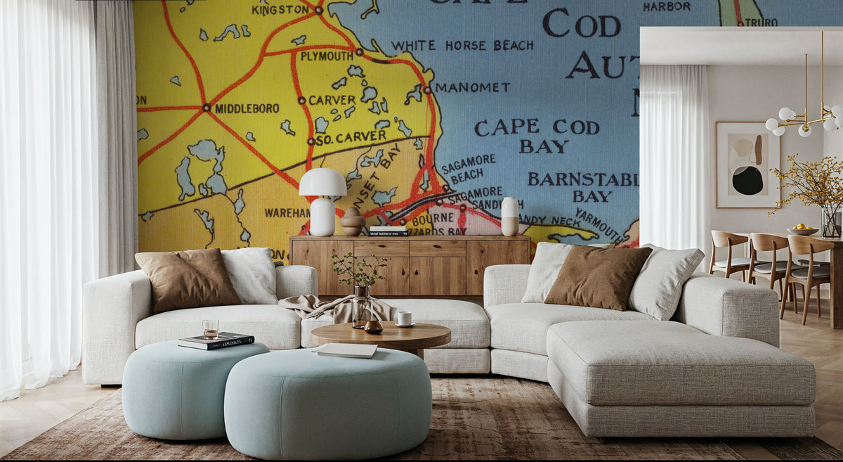 Greetings From Cape Cod Map Mural Wallpaper - room preview 02