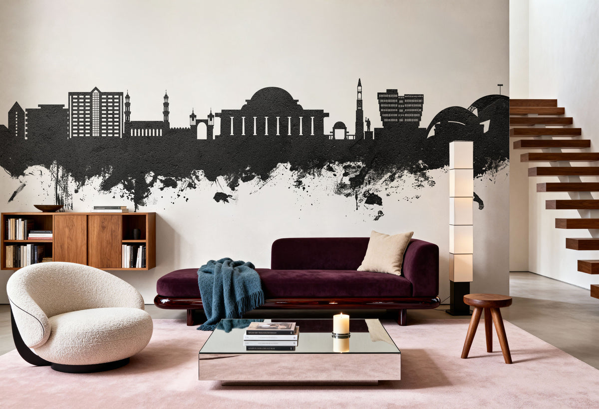 Lilongwe Malawi Skyline Black & White Mural Wallpaper - room preview 02