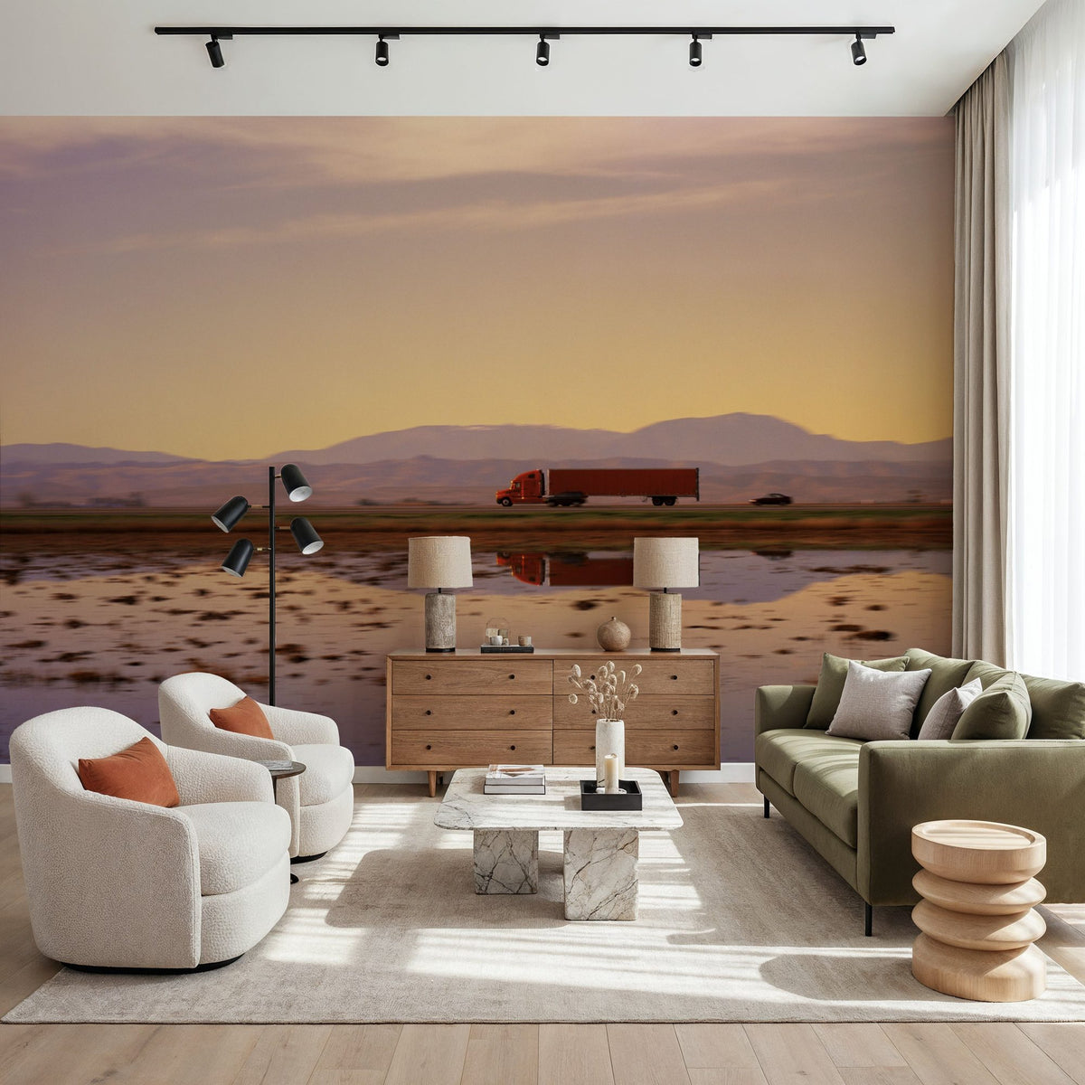 Sunset Trucker's Journey Mural Wallpaper - room preview 02