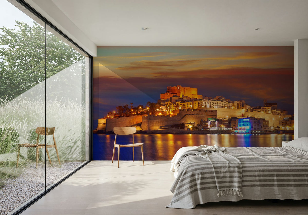 Mediterranean Castle Sunset Mural Wallpaper - room preview 02