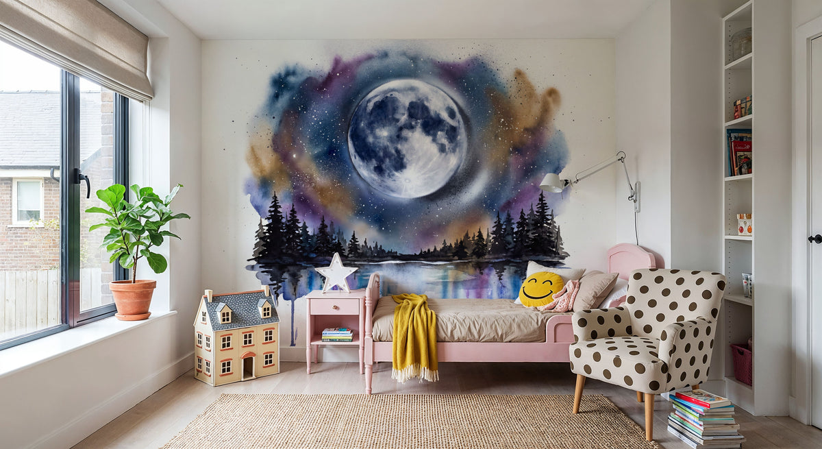 Forest Lake II - Powerful Moon Series Mural Wallpaper - room preview 02