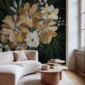 Moody Golden Florals Mural Wallpaper - room preview 02