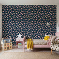 Pink Carnations in a Blue Field Mural Wallpaper - room preview 02