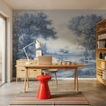 Riverbank Oak Landscape, Blues Mural Wallpaper - room preview 02