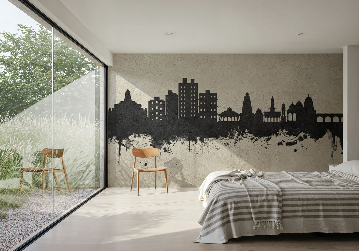 Nashik India Skyline Concrete Mural Wallpaper - room preview 02