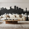 Sacramento California Skyline Black & White Mural Wallpaper - room preview 02