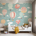 Hot Air Balloon Cloudy Mural Wallpaper - room preview 02