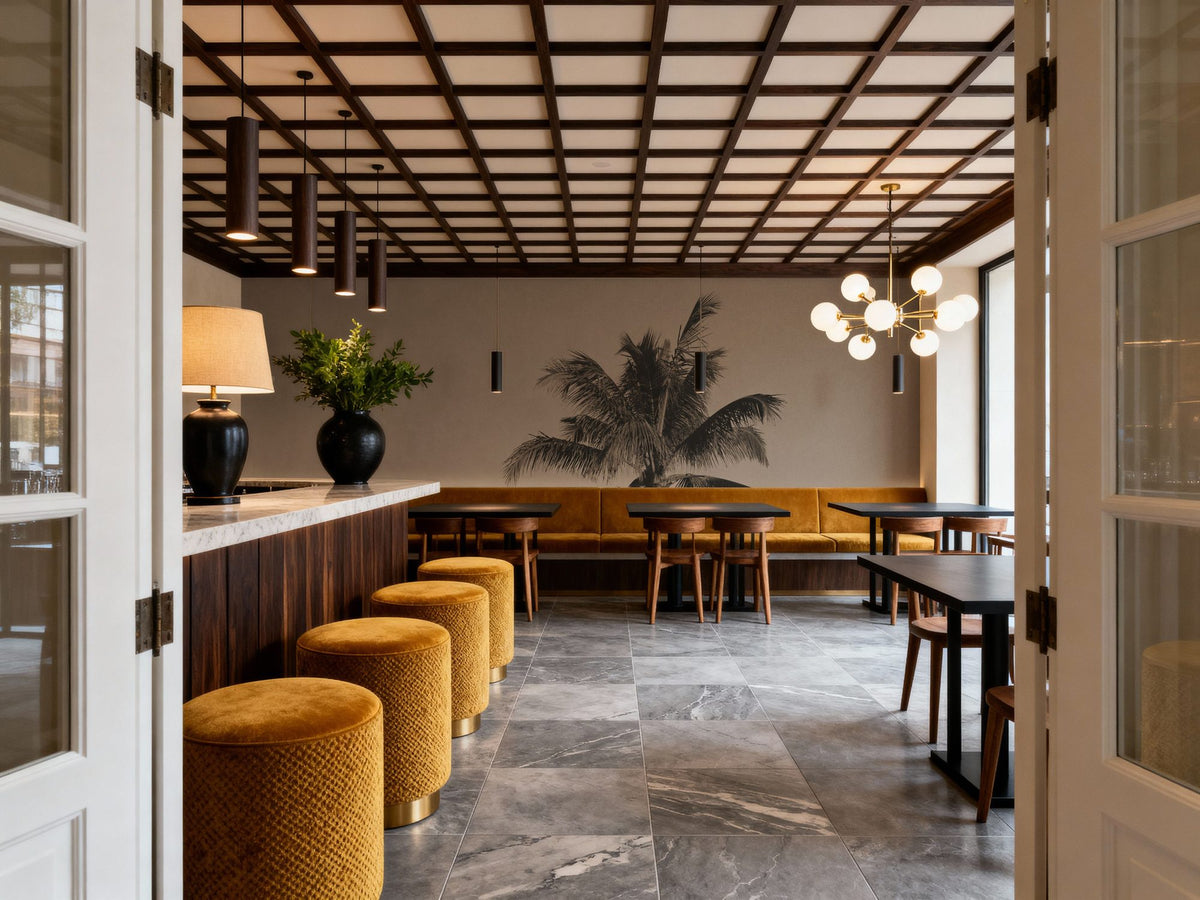 Evening Palm Sepia Mural Wallpaper - room preview 02