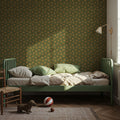 Autumn Buds Green Mural Wallpaper - room preview 02