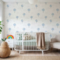 Petite Hot Air Balloons, Sky Blue Mural Wallpaper - room preview 02