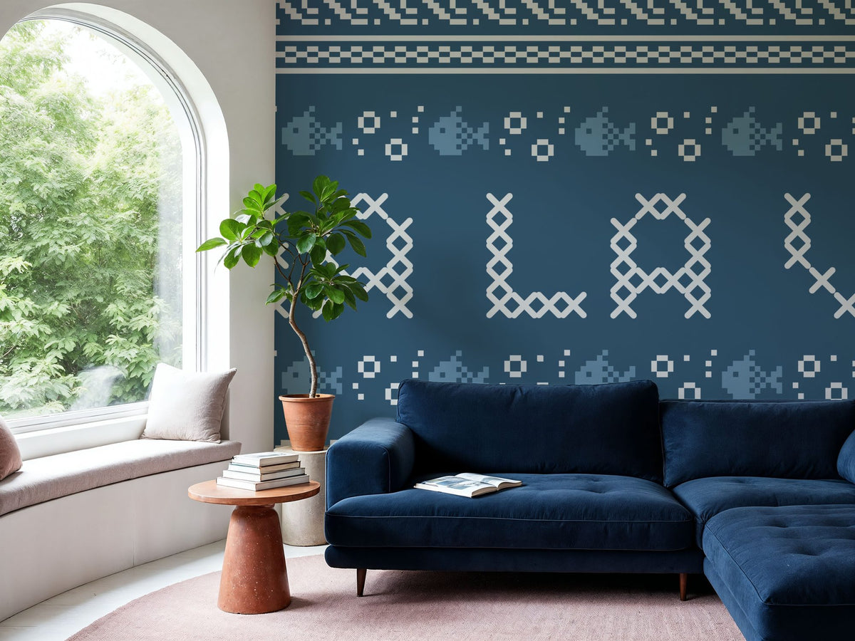 Coastal Cross Stitch II Mural Wallpaper - room preview 02