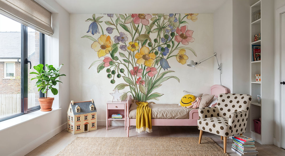 Wild Blooms Bouquet Mural Wallpaper - room preview 02