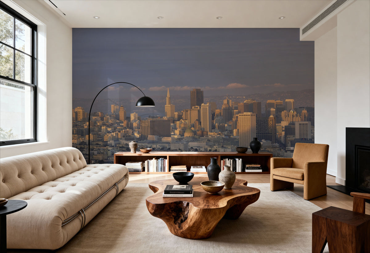 Golden Metropolis Dusk II Mural Wallpaper - room preview 02
