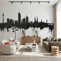 Vienna Austria Skyline Black & White Mural Wallpaper - room preview 02