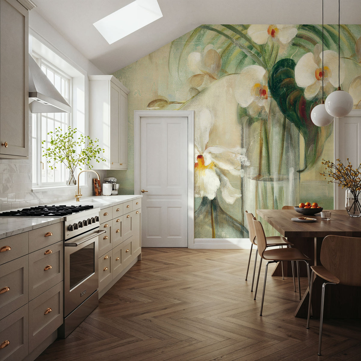 Silver Orchids III Mural Wallpaper - room preview 02