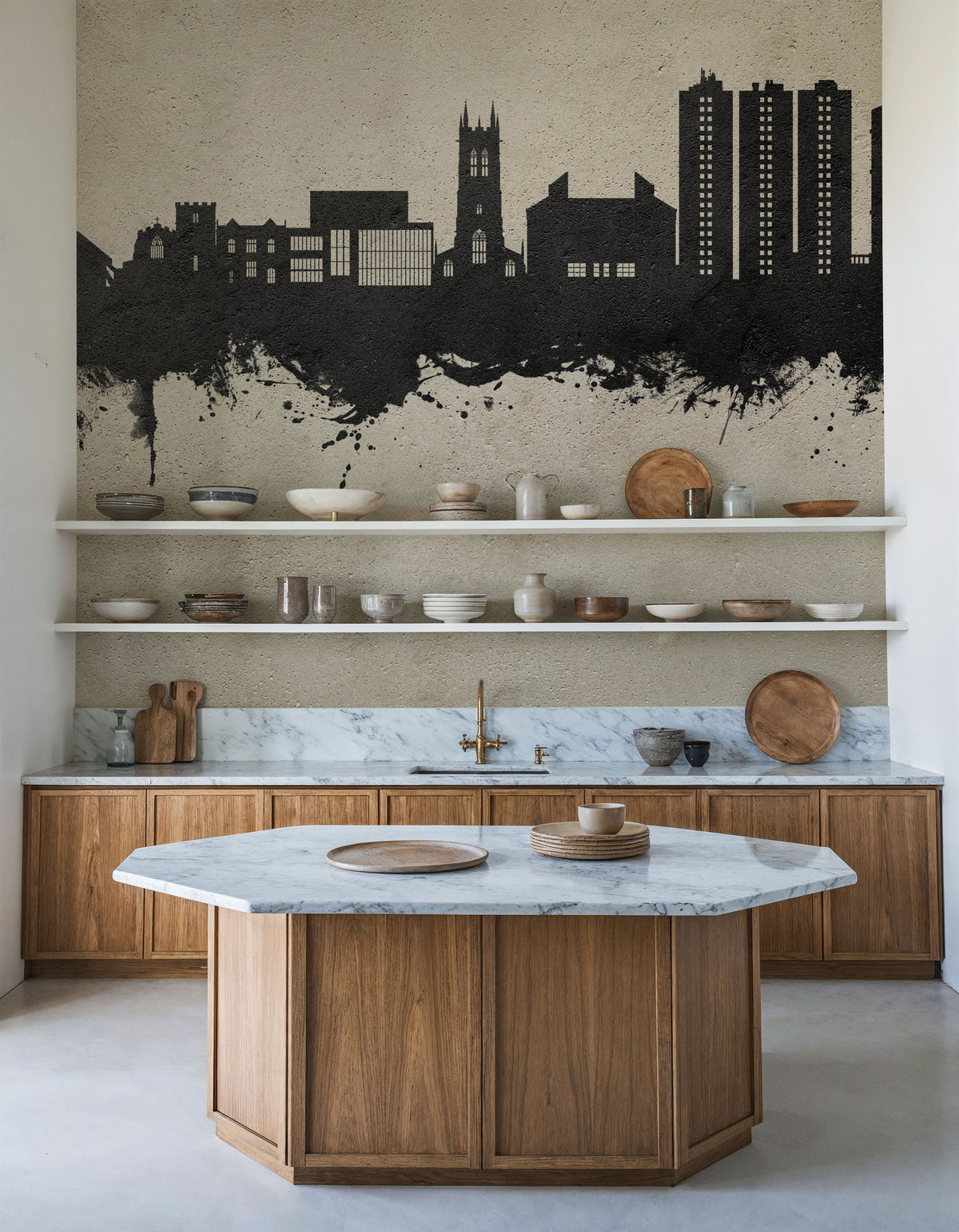 Scunthorpe England Skyline Concrete Mural Wallpaper - room preview 02