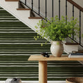 Green Stripes Dark Mural Wallpaper - room preview 02