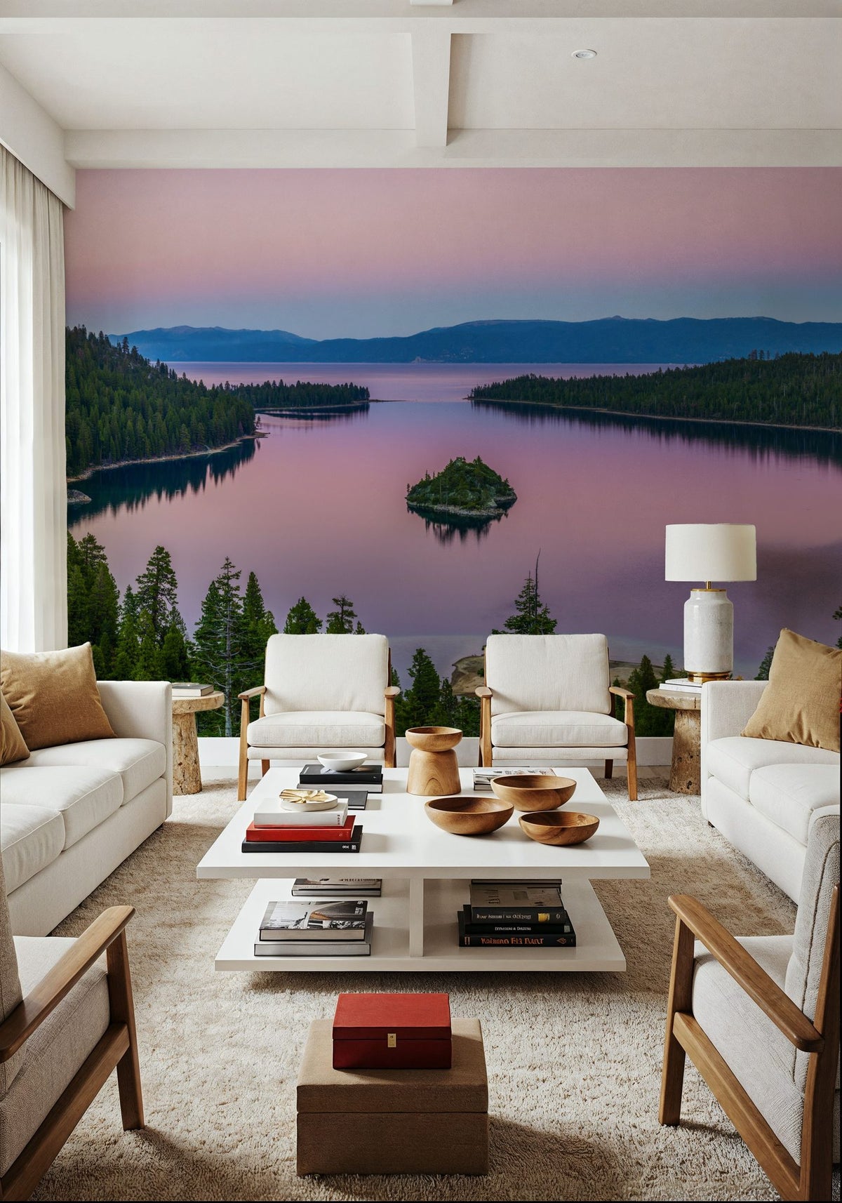 Emerald Bay Aerial Mural Wallpaper - room preview 02