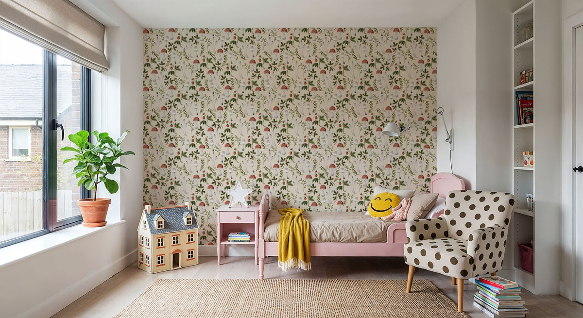 Wild Strawberries & Mushrooms Mural Wallpaper - room preview 02