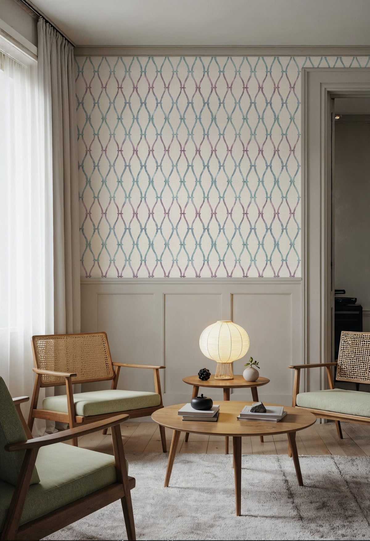 Ocean Waves White Mural Wallpaper - room preview 02