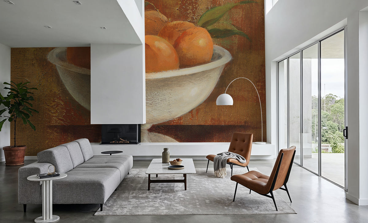 Peaches in Old Bowl Mural Wallpaper - room preview 02