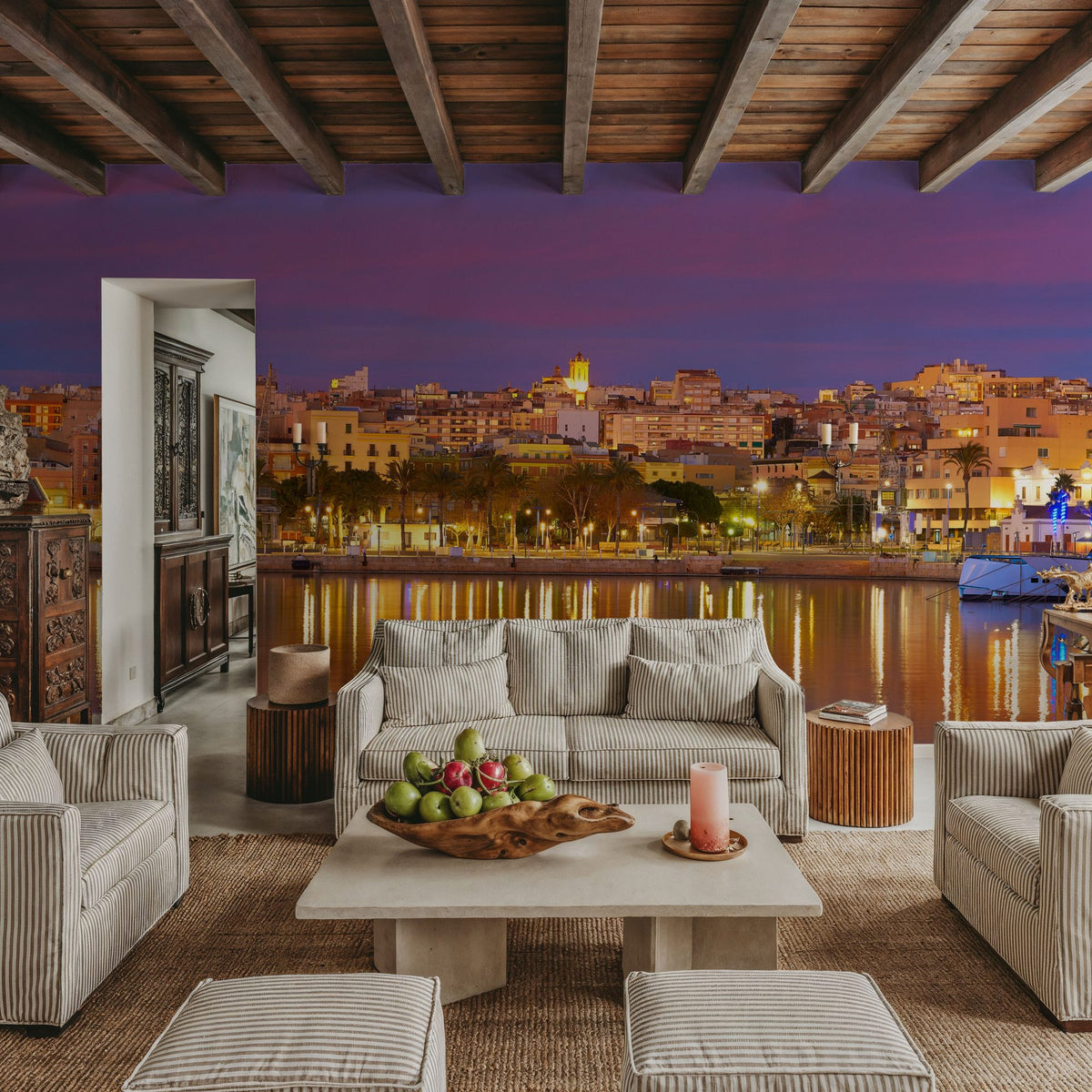 Tropical Harbor Twilight Mural Wallpaper - room preview 02