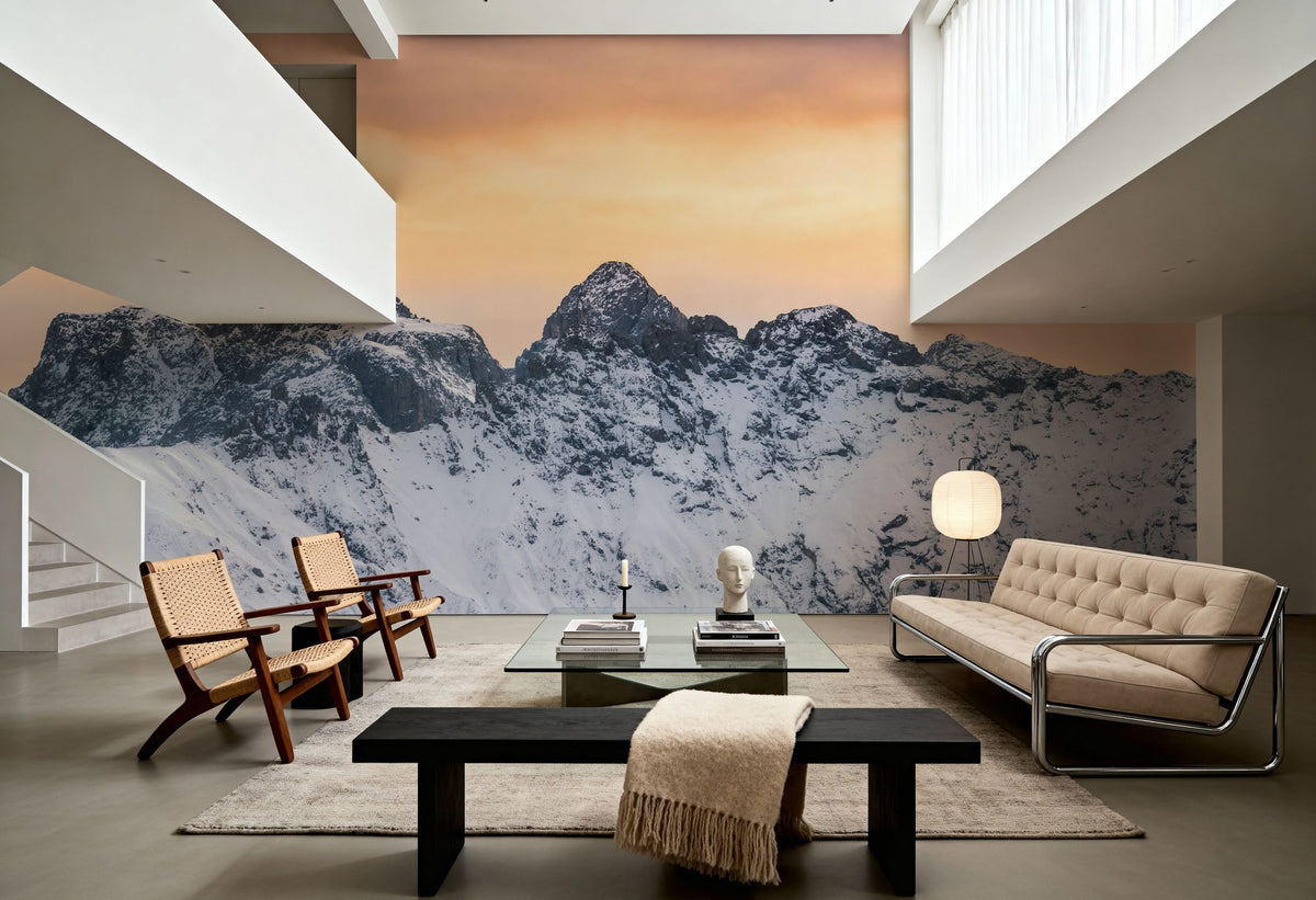 Snowy Mountain Ridge Mural Wallpaper - room preview 02