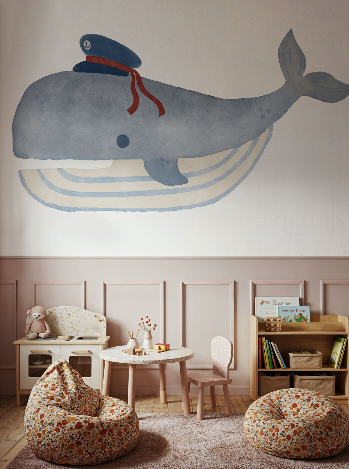 Skipper Whale Mural Wallpaper - room preview 02