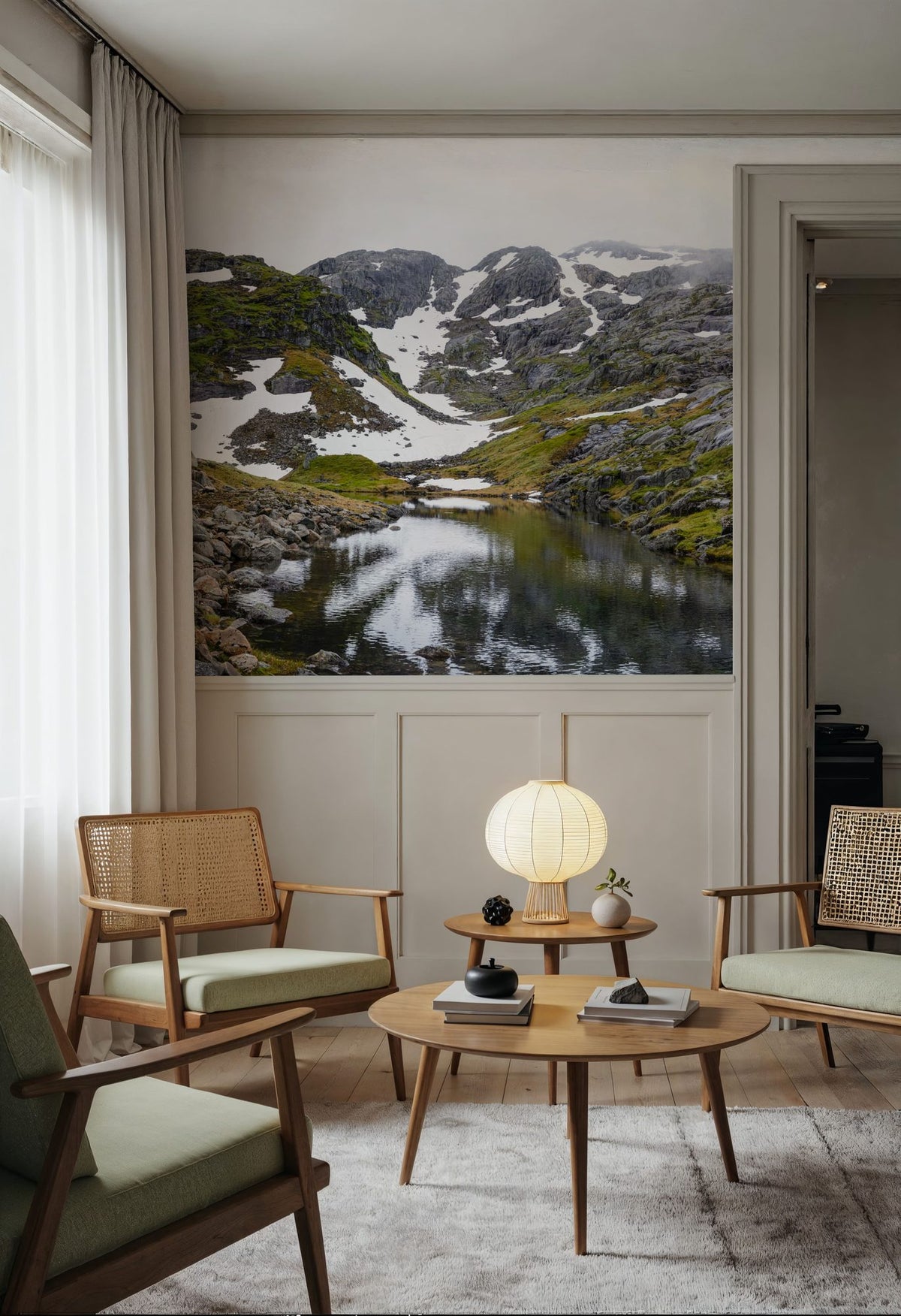Mountain Stream Reflection Mural Wallpaper - room preview 02