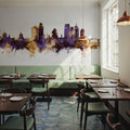 Saint Paul Minnesota Skyline Purple & Gold Mural Wallpaper - room preview 02