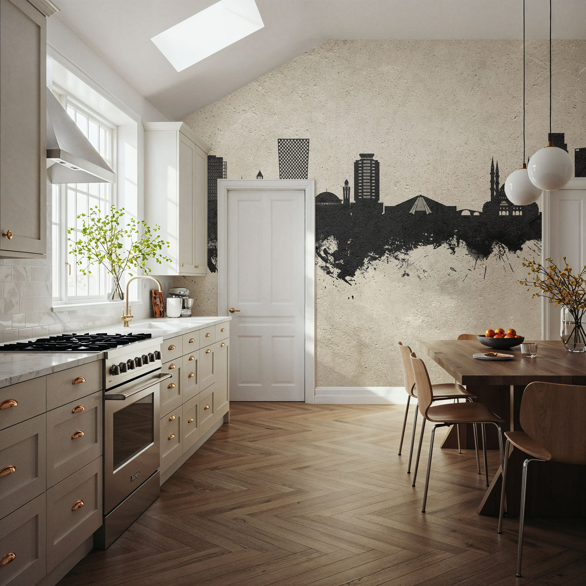 Tirana Skyline Concrete Mural Wallpaper - room preview 02