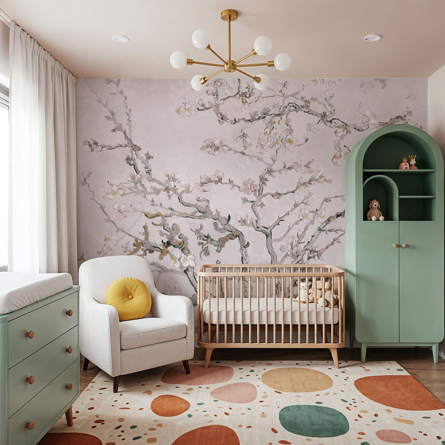 Floral Wallpaper Mural – Flower Wallpaper – Almond Blossom, Petal Pink