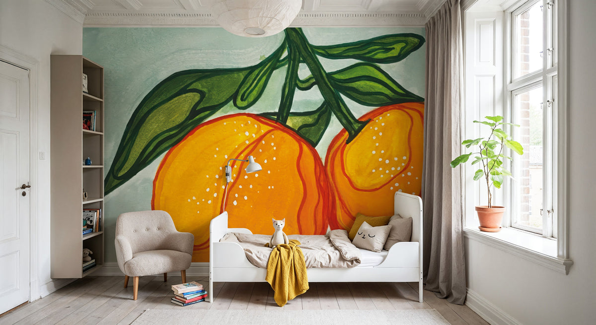 Two Oranges Mural Wallpaper - room preview 02