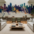 Vancouver Canada Skyline Blue & Bronze Mural Wallpaper - room preview 02