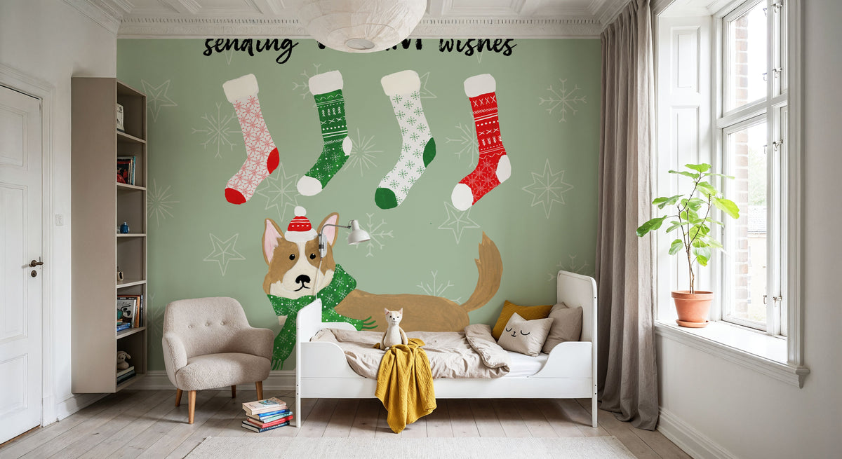 Puppy It's Cold Outside III Mural Wallpaper - room preview 02