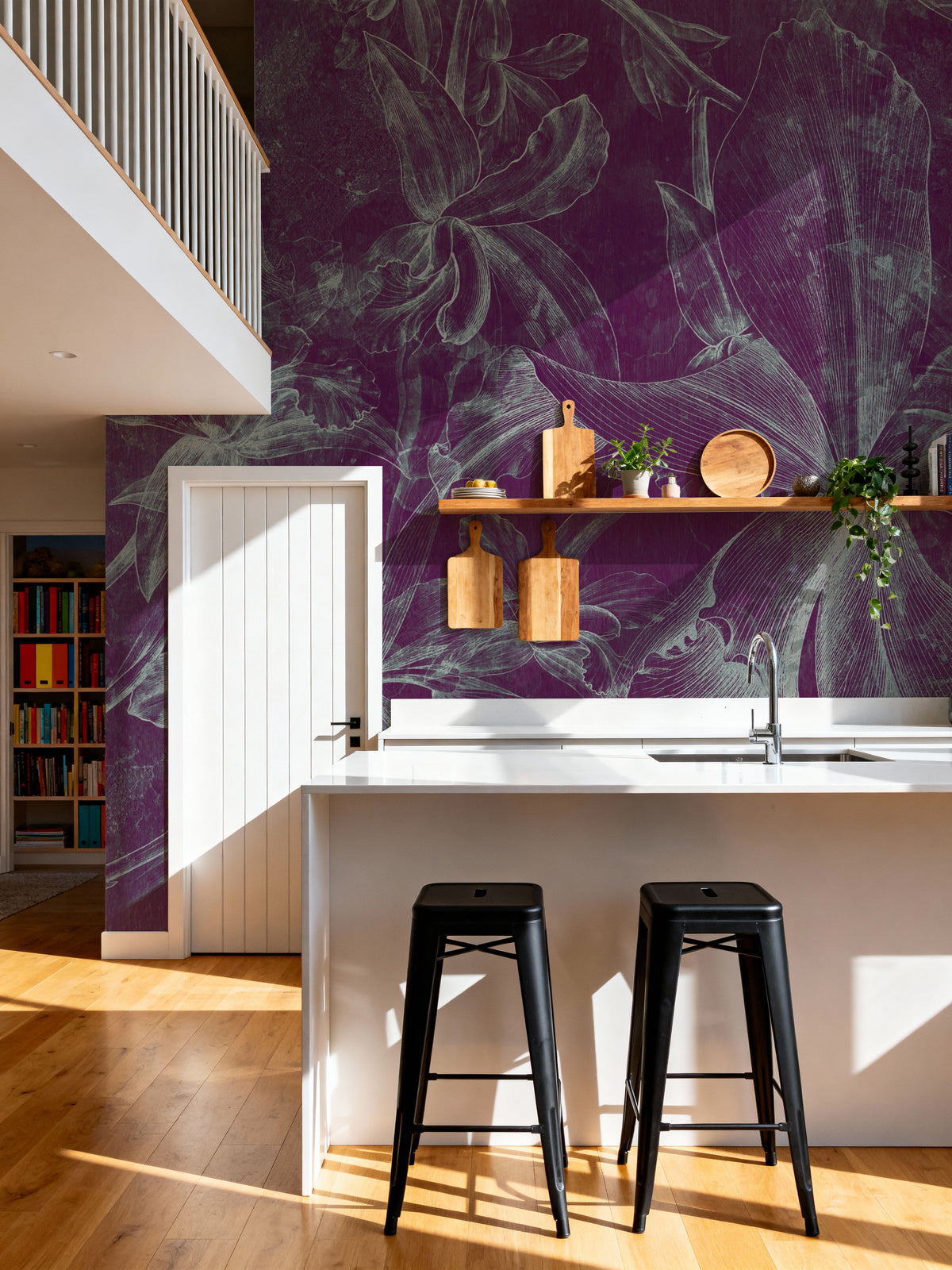 Orchids Sketch Mural Wallpaper - Colorful Tone - room preview 02