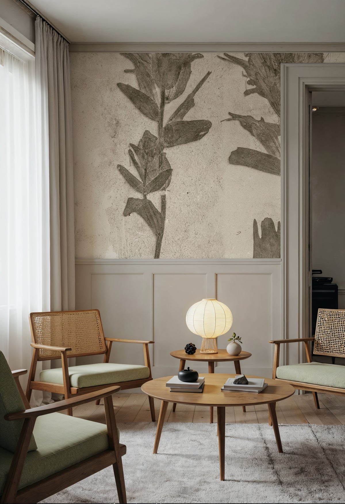 Wildflower Journal VII Sepia Mural Wallpaper - room preview 02