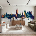 Warwick England Skyline Blue & Bronze Mural Wallpaper - room preview 02