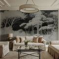 Seeing Through the Forest Green Mural Wallpaper - room preview 02